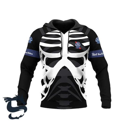 Pabst Blue Ribbon Skeleton Hoodie - Santa Joker