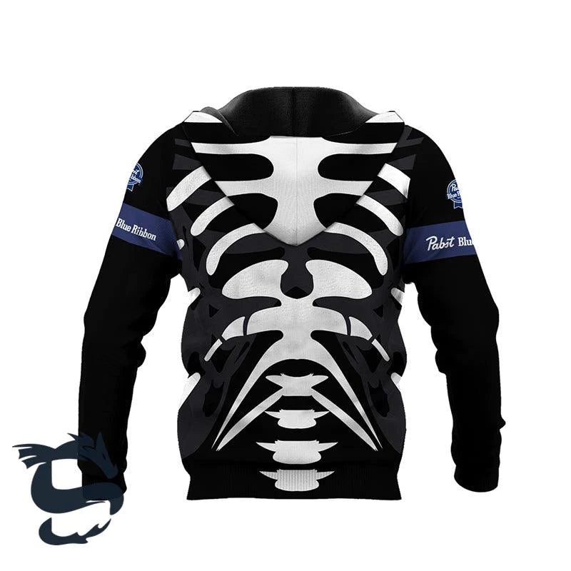 Pabst Blue Ribbon Skeleton Hoodie - Santa Joker