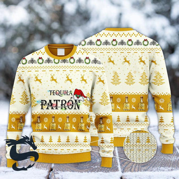 Patrón Tequila Reindeer Snowy Night Ugly Sweater - Santa Joker