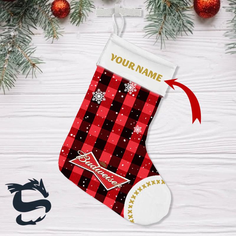 Personalised Snowy Budweiser Beer Christmas Stockings - Santa Joker