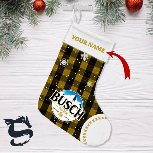Personalised Snowy Busch Beer Christmas Stockings - Santa Joker