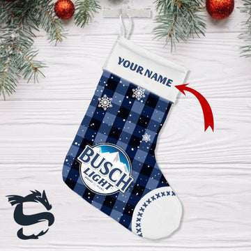 Personalised Snowy Busch Light Christmas Stockings - Santa Joker