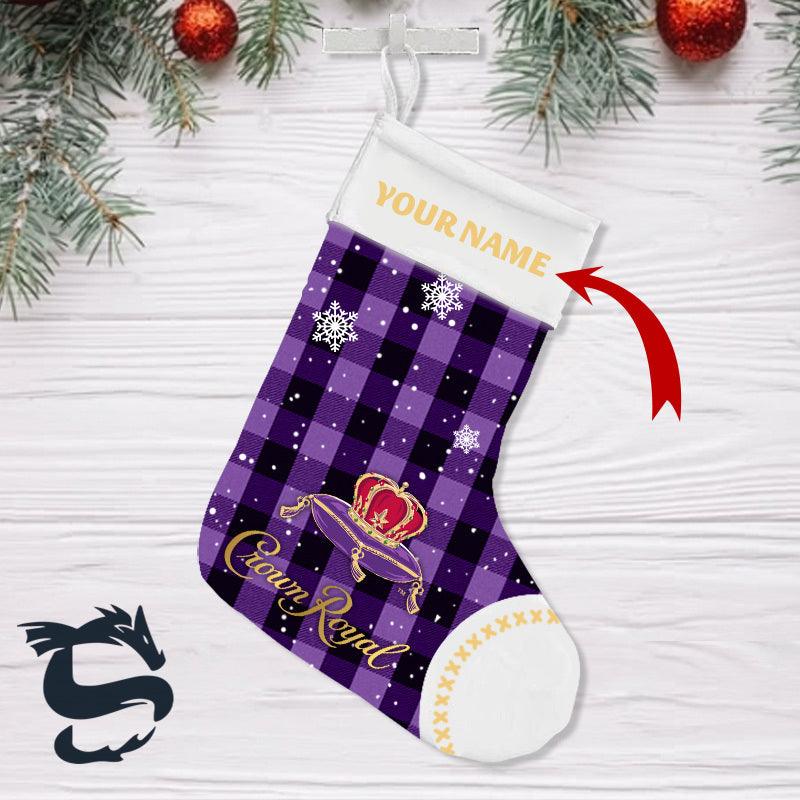 Personalised Snowy Crown Royal Whisky Christmas Stockings - Santa Joker