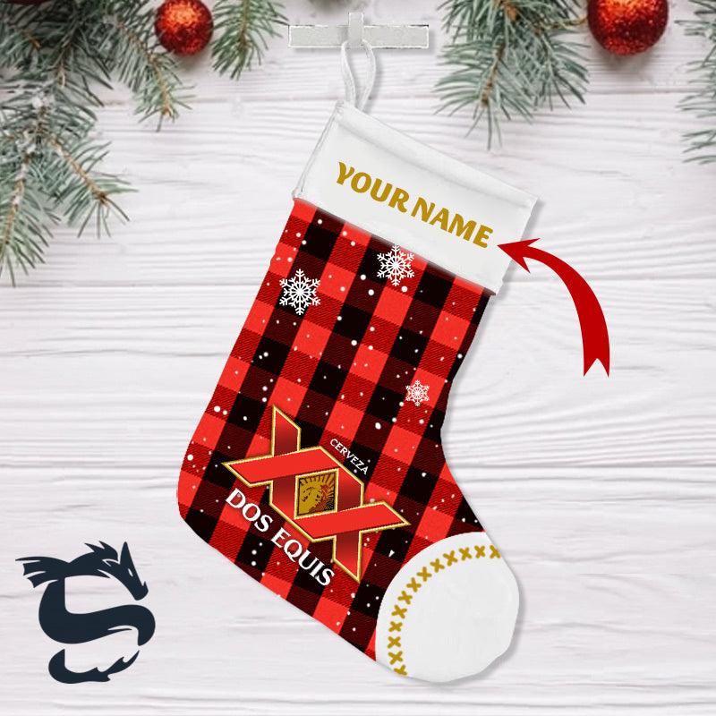 Personalised Snowy Dos Equis Beer Logo Christmas Stockings - Santa Joker