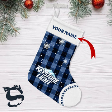 Personalised Snowy Keystone Light Christmas Stockings - Santa Joker