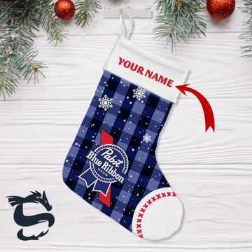 Personalised Snowy Pabst Blue Ribbon Christmas Stockings - Santa Joker