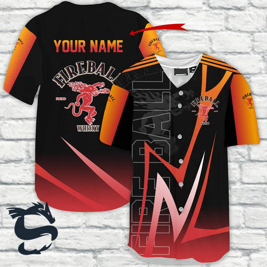 Personalize Fireball Whisky Esport Style Baseball Jersey - Santa Joker