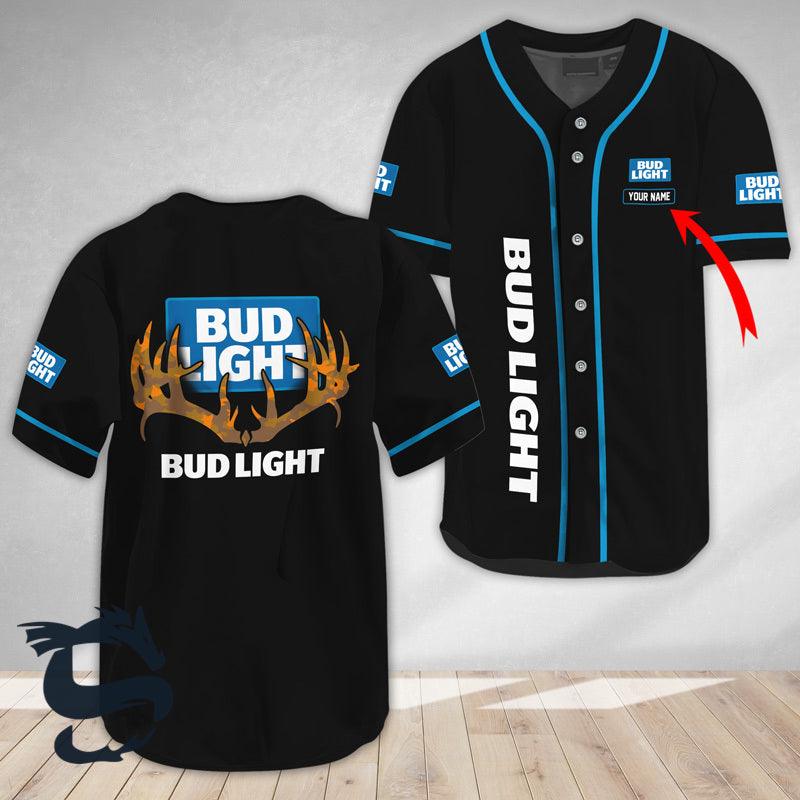 Personalized Buck Horn Bud Light Baseball Jersey - Santa Joker