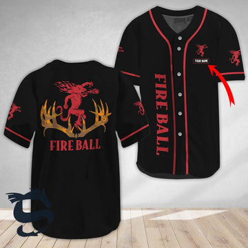 Personalized Buck Horn Fireball Baseball Jersey - Santa Joker