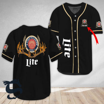 Personalized Buck Horn Miller Lite Baseball Jersey - Santa Joker