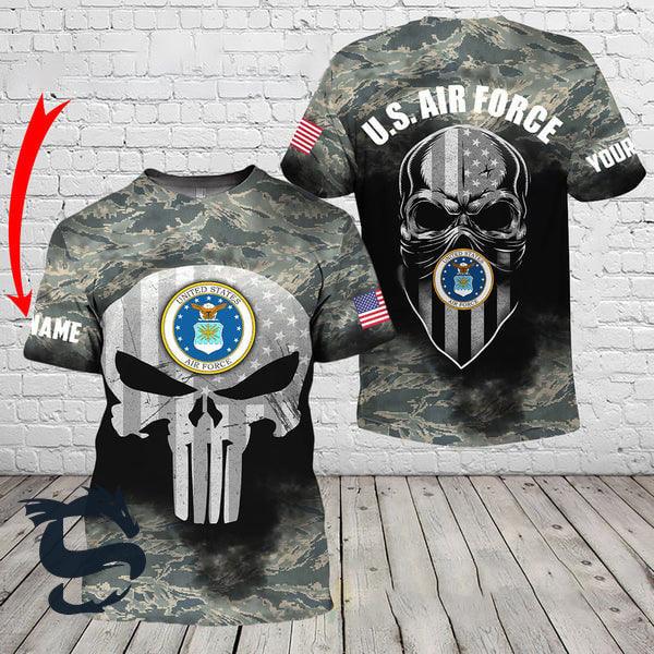Personalized Camo Skull US Air Force T-shirt - Santa Joker