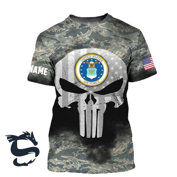 Personalized Camo Skull US Air Force T-shirt - Santa Joker