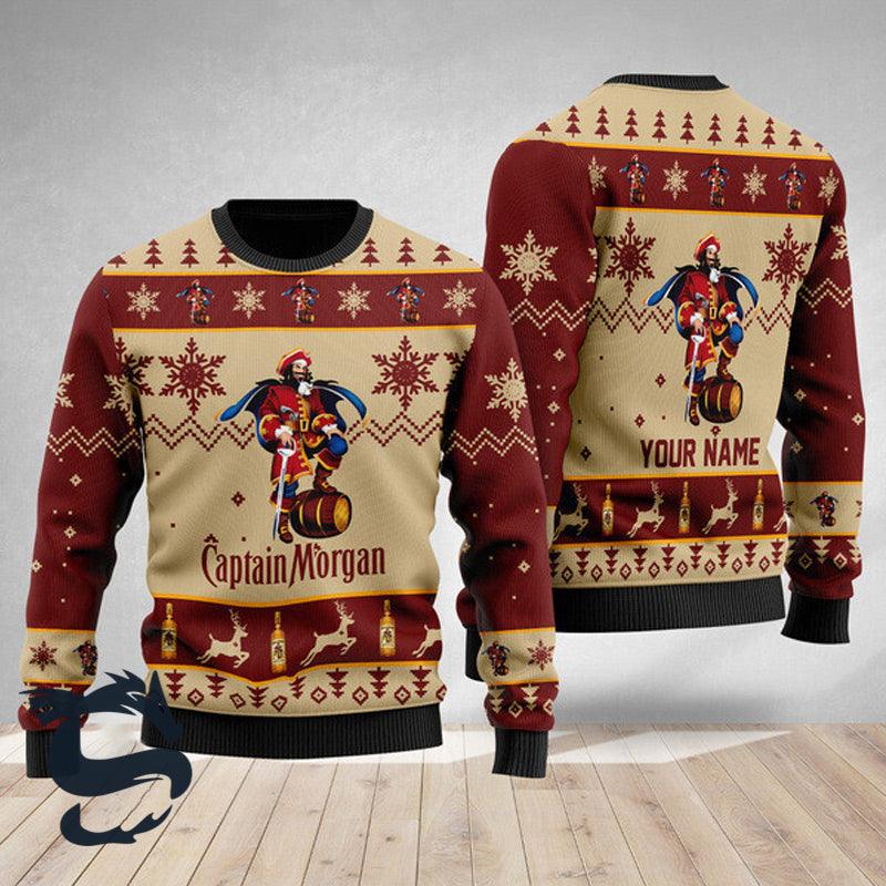 Personalized Captain Morgan Christmas Ugly Sweater - Santa Joker