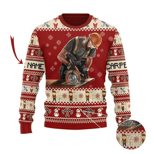 Personalized Carpenter Christmas Ugly Sweater - Santa Joker