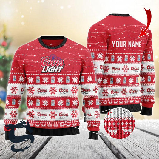 Personalized Christmas Twinkle Lights Coors Light Christmas Sweater - Santa Joker