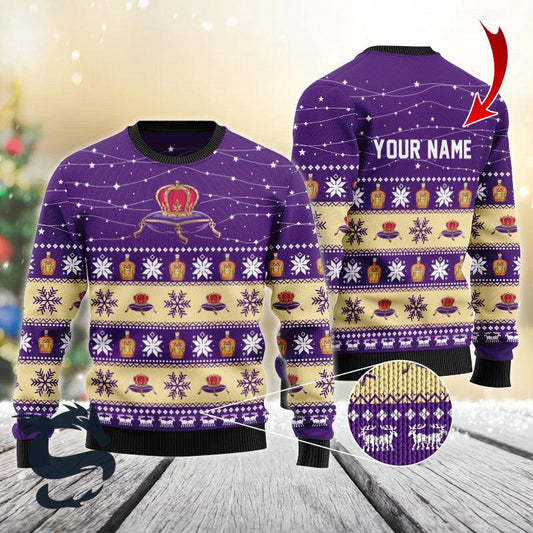Personalized Christmas Twinkle Lights Crown Royal Christmas Sweater - Santa Joker