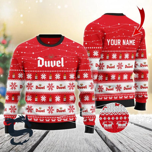 Personalized Christmas Twinkle Lights Duvel Beer Christmas Sweater - Santa Joker