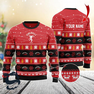 Personalized Christmas Twinkle Lights Fireball Christmas Sweater - Santa Joker