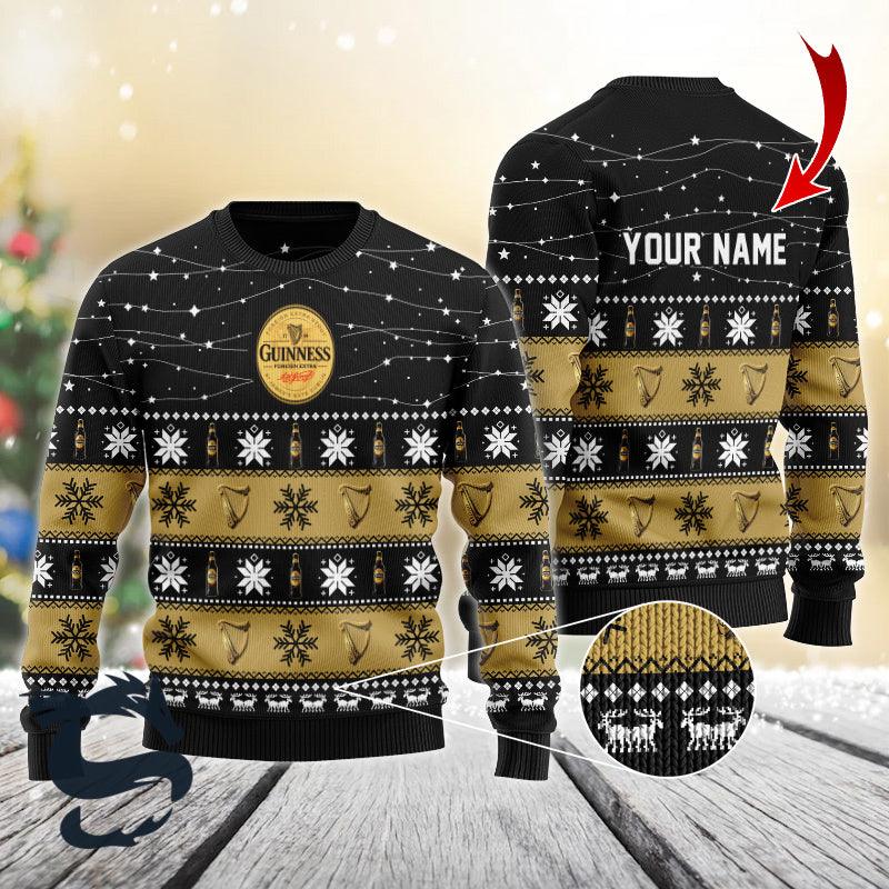 Personalized Christmas Twinkle Lights Guinness Christmas Sweater - Santa Joker