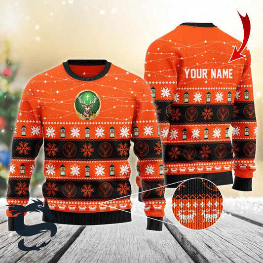 Personalized Christmas Twinkle Lights Jagermeister Christmas Sweater - Santa Joker