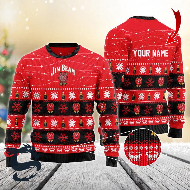 Personalized Christmas Twinkle Lights Jim Beam Christmas Sweater - Santa Joker