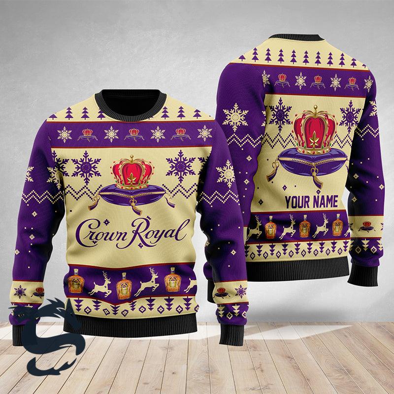 Personalized Crown Royal Christmas Ugly Sweater - Santa Joker
