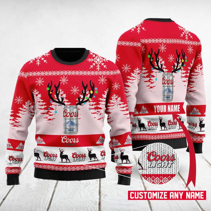 Personalized Deer Coors Light Christmas Sweater - Santa Joker