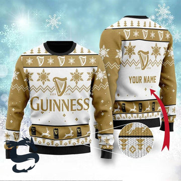 Personalized Guinness Beer Christmas Sweater - Santa Joker