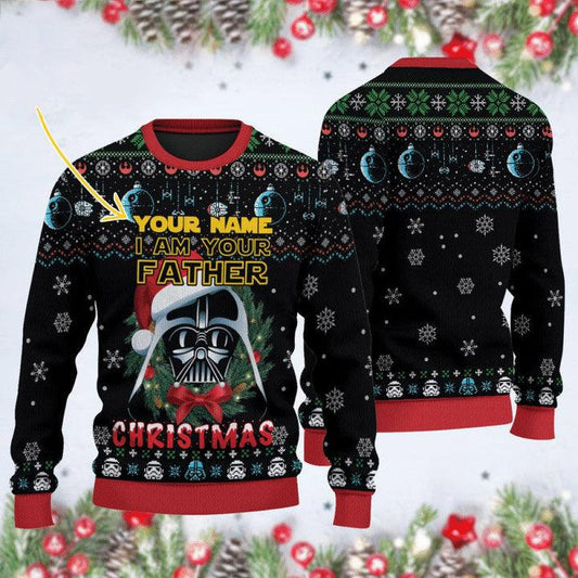 Personalized I'm Your Father Darth Vader Christmas Sweater - Santa Joker