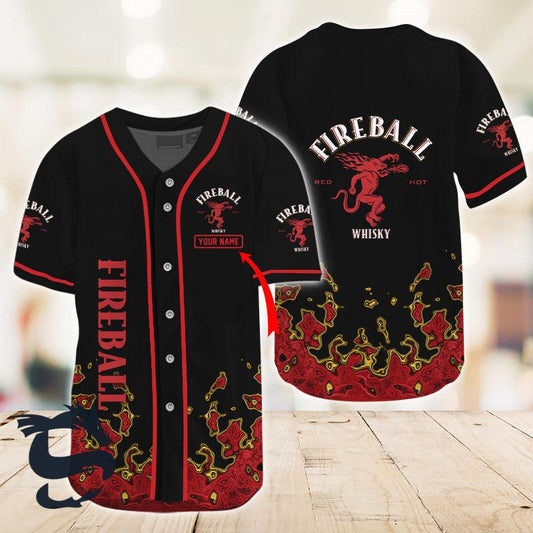 Personalized Liquid Abstract Fireball Whisky Baseball Jersey - Santa Joker