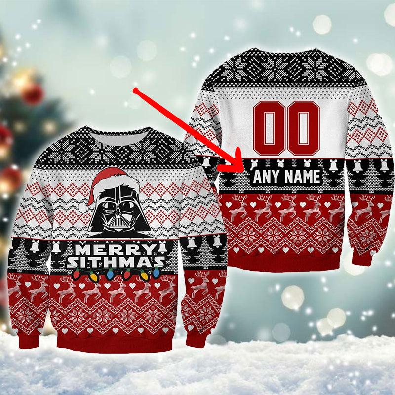 Personalized Merry Sithmas Ugly Sweater - Santa Joker