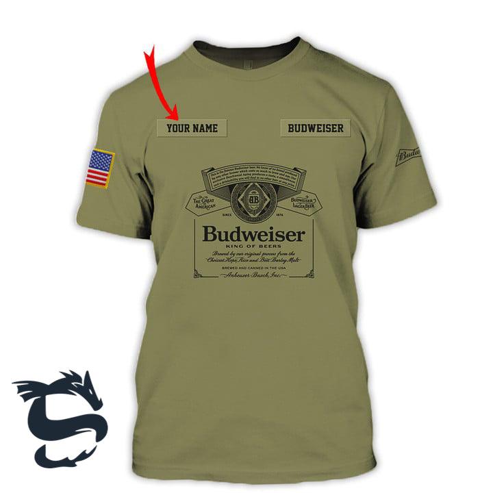 Personalized Military Green Budweiser Beer T-shirt - Santa Joker