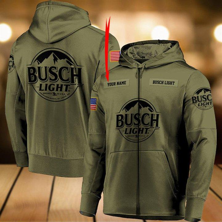 Personalized Military Green Busch Light Hoodie Busch Light Pullover