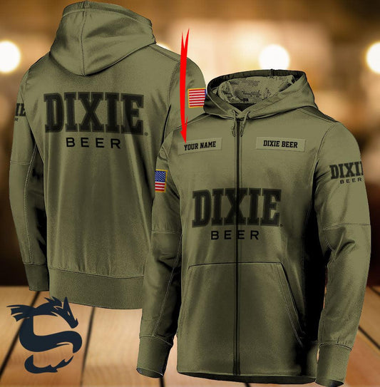 Personalized Military Green Dixie Beer Hoodie & Zip Hoodie - Santa Joker