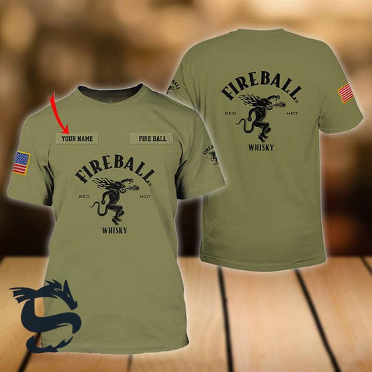 Personalized Military Green Fireball Whisky T-shirt - Santa Joker