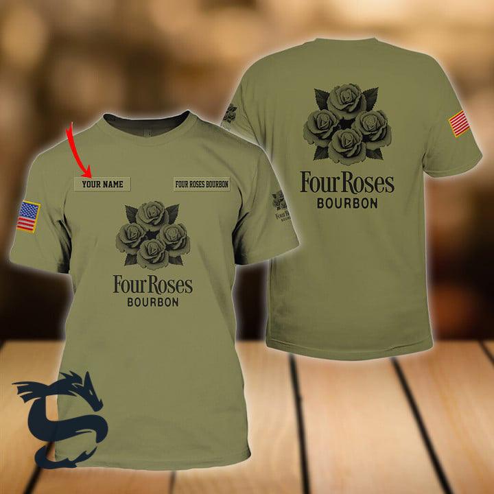 Personalized Military Green Four Roses Bourbon T-shirt - Santa Joker