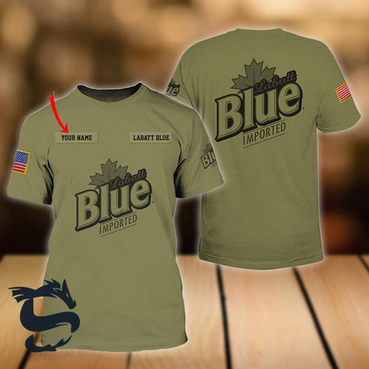 Personalized Military Green Labatt Blue T-shirt - Santa Joker