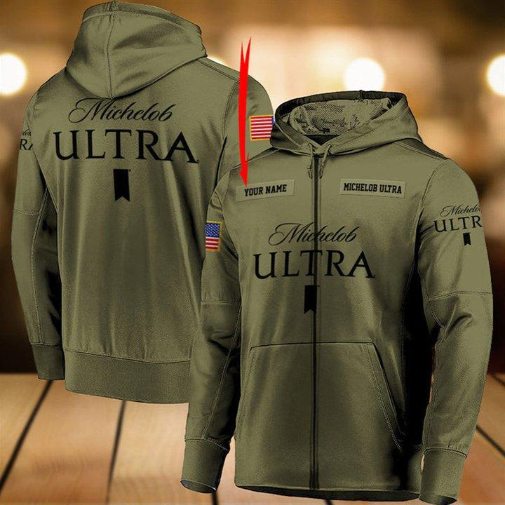 Personalized Military Green Michelob ULTRA Hoodie