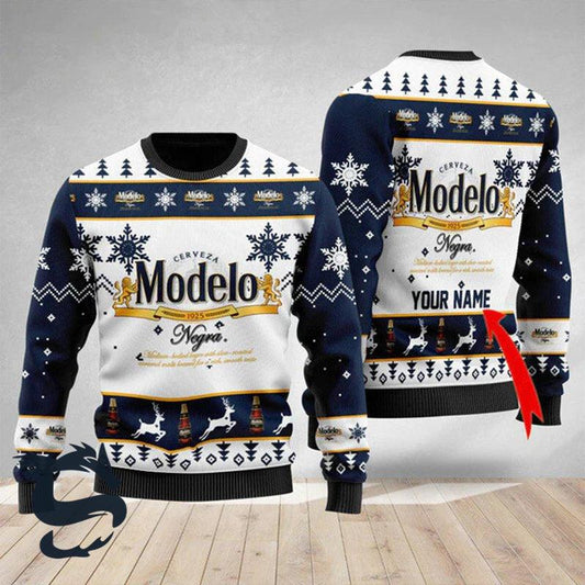 Personalized Modelo Beer Christmas Ugly Sweater - Santa Joker