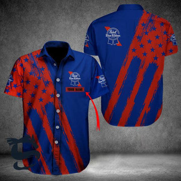 Personalized Pabst Blue Ribbon Button Shirt - Santa Joker