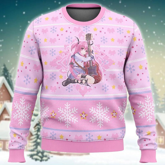 Pink Angel Beats Yui With Guitar Ugly Sweater - Santa Joker