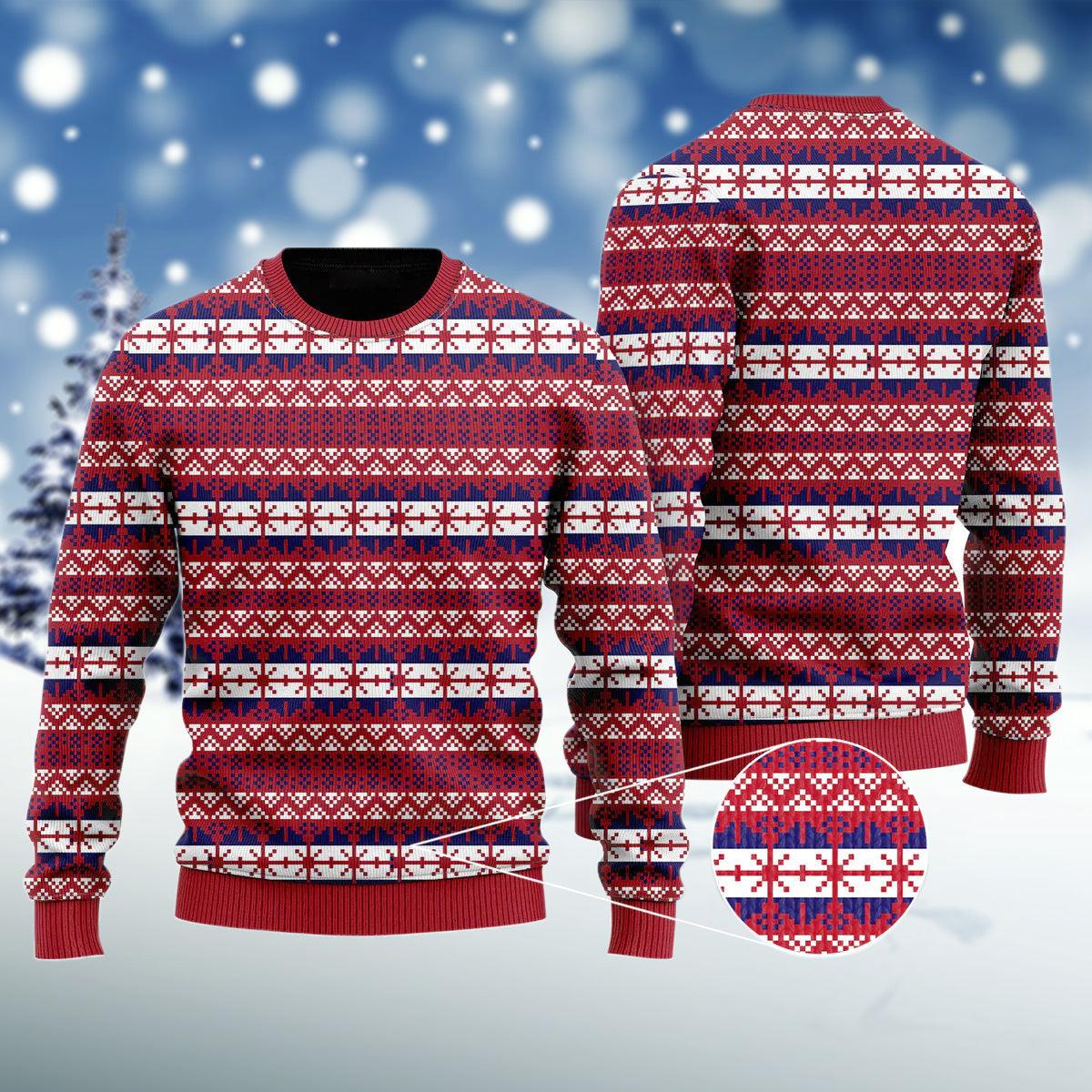 Pixel Christmas Pattern Ugly Sweater - Santa Joker