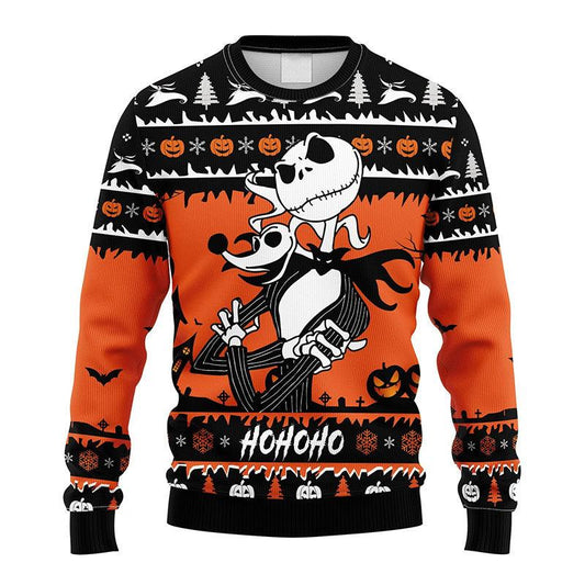 Pumpkin Jack Skellington With Zero Ugly Sweater - Santa Joker