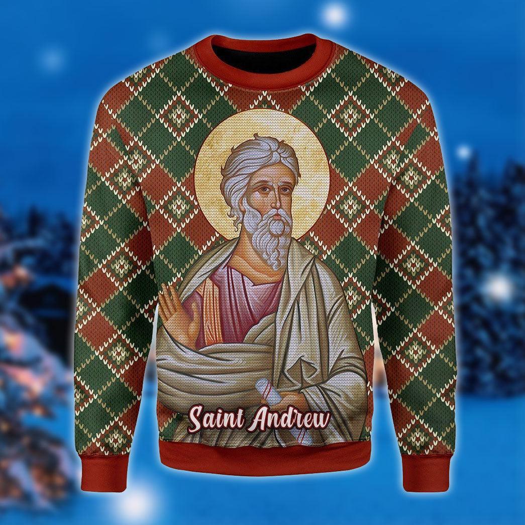 Saint Andrew The Apostle Ugly Sweater - Santa Joker