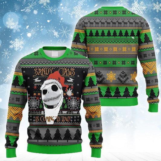 Sandy Claws Is Coming To Town Ugly Sweater - Santa Joker