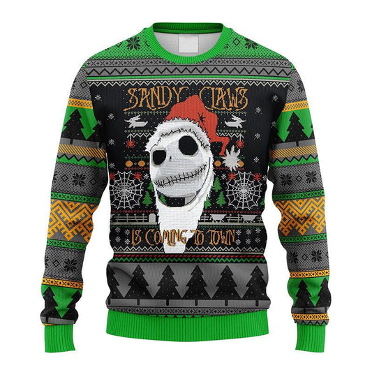 Sandy Claws Is Coming To Town Ugly Sweater - Santa Joker