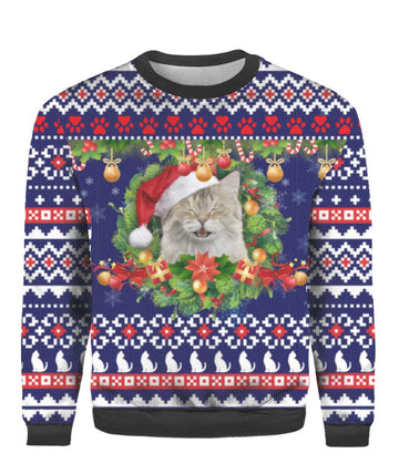 Santa Cat Show Me Your Kitties Ugly Sweater - Santa Joker