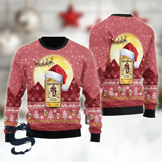 Santa Claus Sleigh Captain Morgan Ugly Sweater - Santa Joker