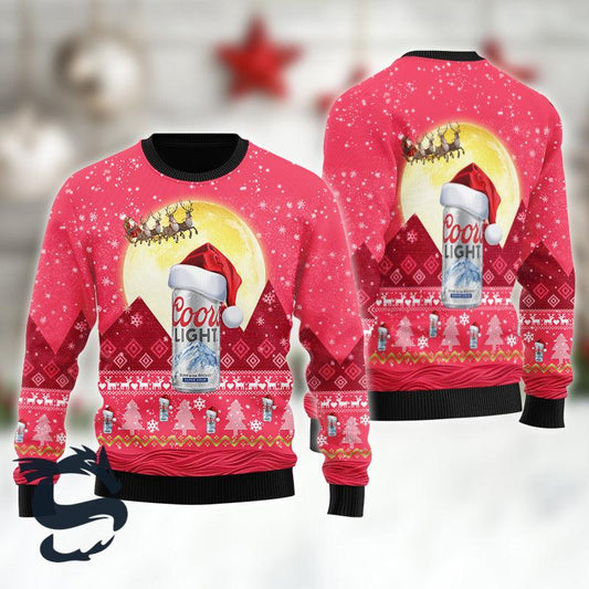 Santa Claus Sleigh Coors Light Ugly Sweater - Santa Joker