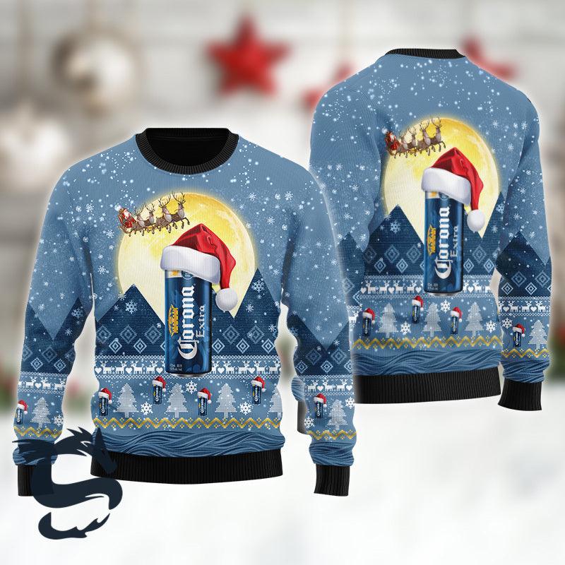Santa Claus Sleigh Corona Extra Christmas Sweater - Santa Joker